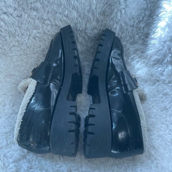 Steve Madden synthetic black Patent Chunky lug loafers bit buckle accent SZ11M - Picture 6 of 10